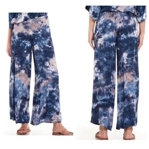 YOUNG FABULOUS & BROKE Tie Dye Wide leg pant Multi Blue Aiko Midnight Canyon S.